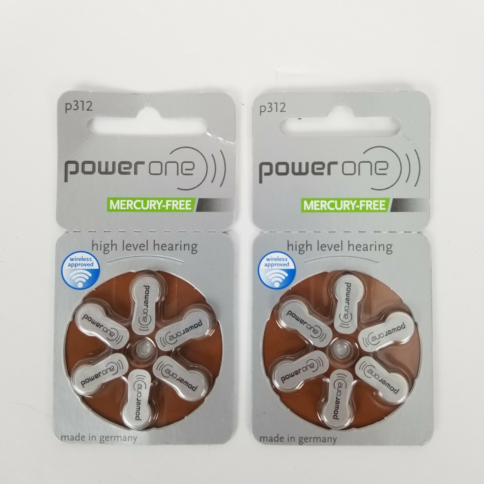 Lot of 2 Power One Mercury Free Hearing Aid Batteries Size P312 Exp Aug 2021