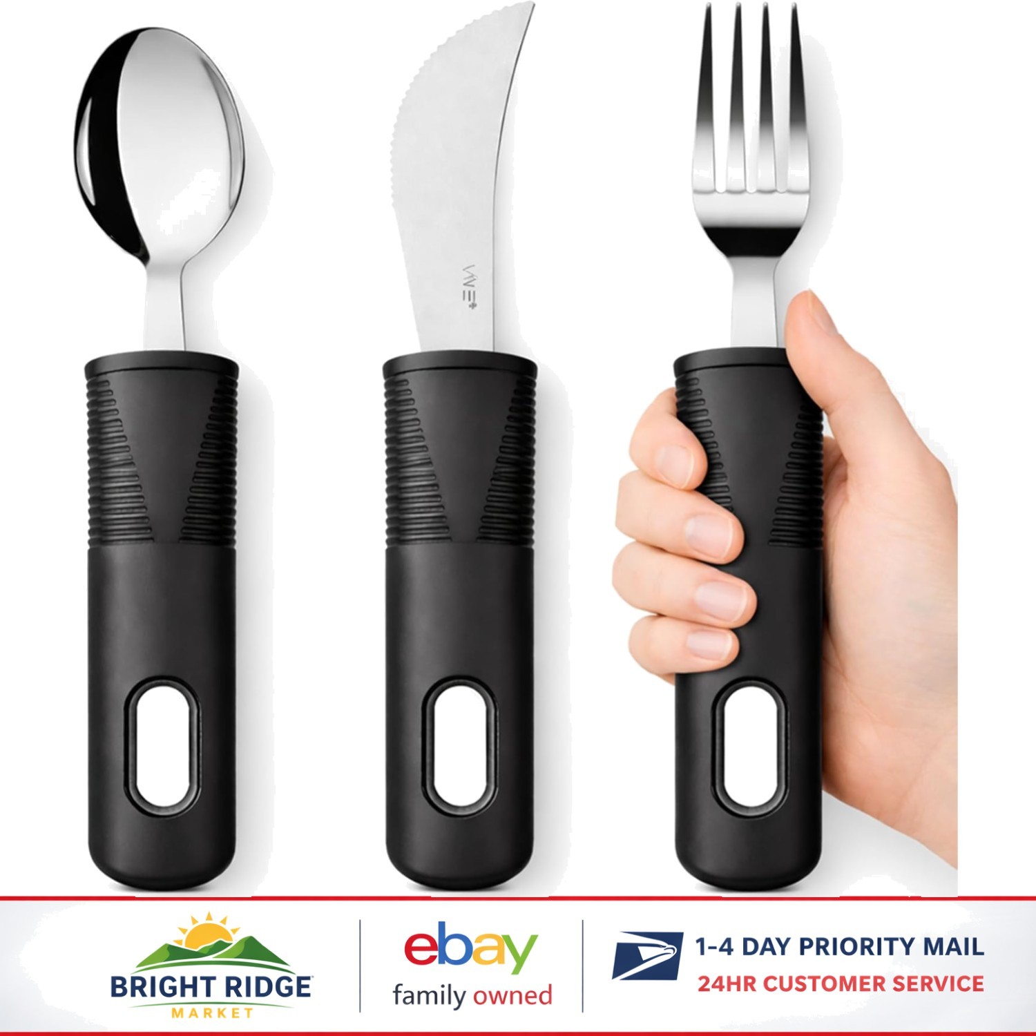 Stainless Steel Adaptive Utensils – Easy Grip for Parkinson’s and Arthritis