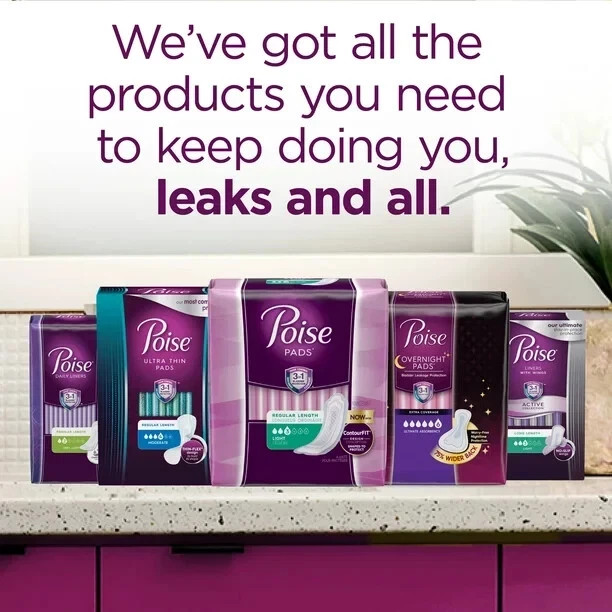 Poise Incontinence & Postpartum Incontinence Pads, 5 Drop Max Absorbency-96 Ct