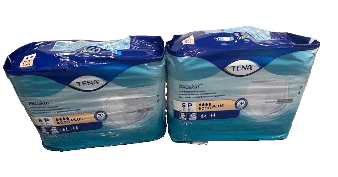 (2 Packs) TENA PROskin PLUS Unisex Incontinence Underwear S25″-34″ 15 Per/Pack