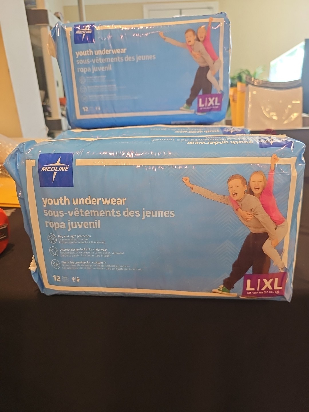 Medline Youth Underwear Size Large / XL 60-125 lbs – 4 Packs of 12 each