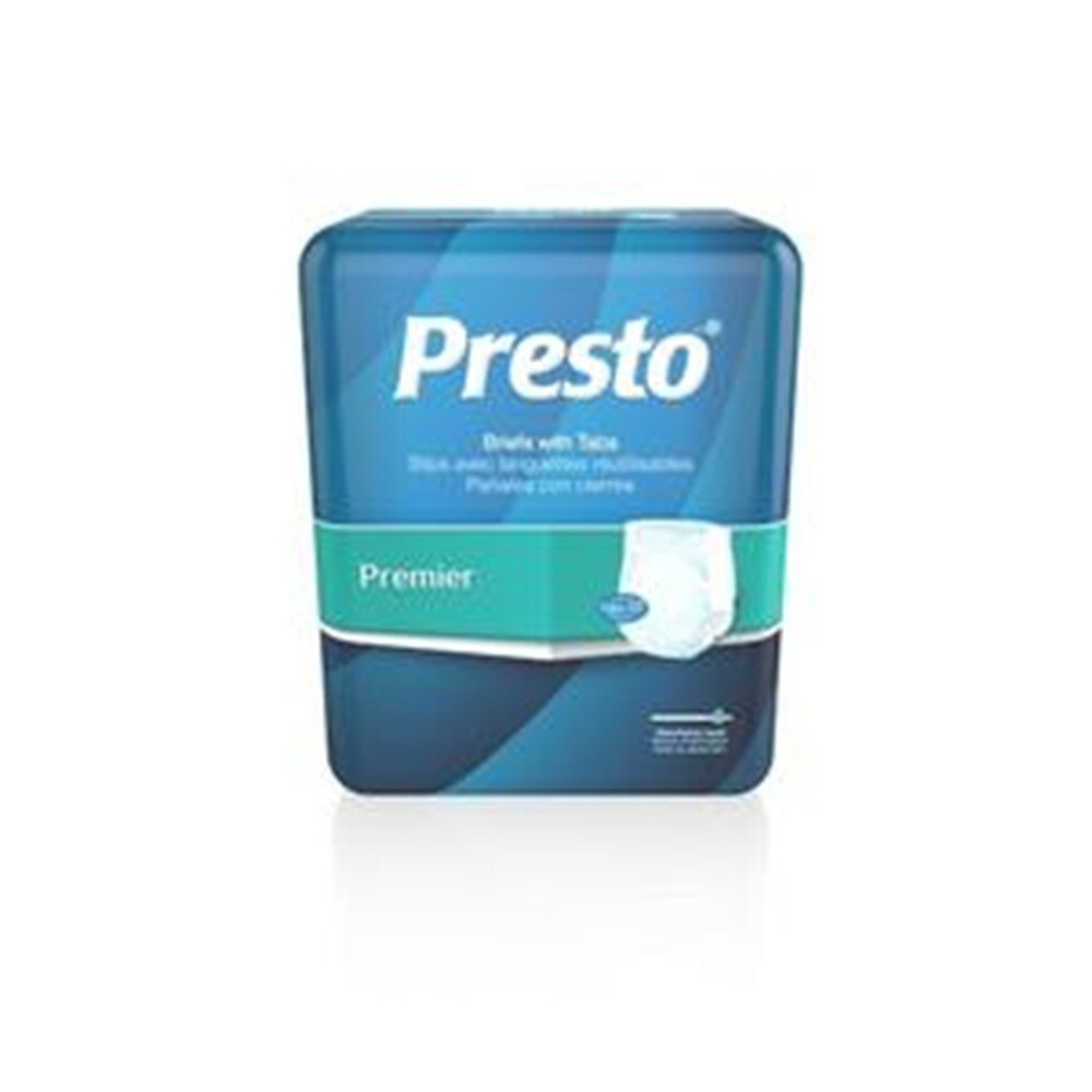 Presto Moderate Brief Breathable Medium 32″ to 44″ Waist White PK of 16