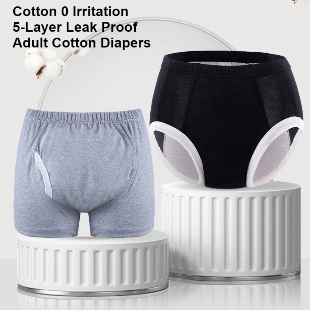 Men Adult Women Elderly Washable Incontinence Briefs Leak-proof Underwear L-3XL
