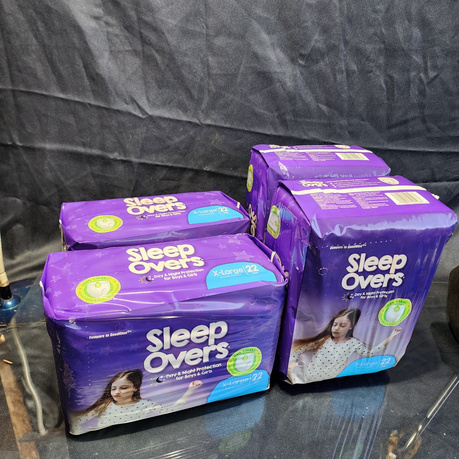 (4 Packages) Sleepovers by Cuties, Size: XL (85-140 lb) 4 bags of 22