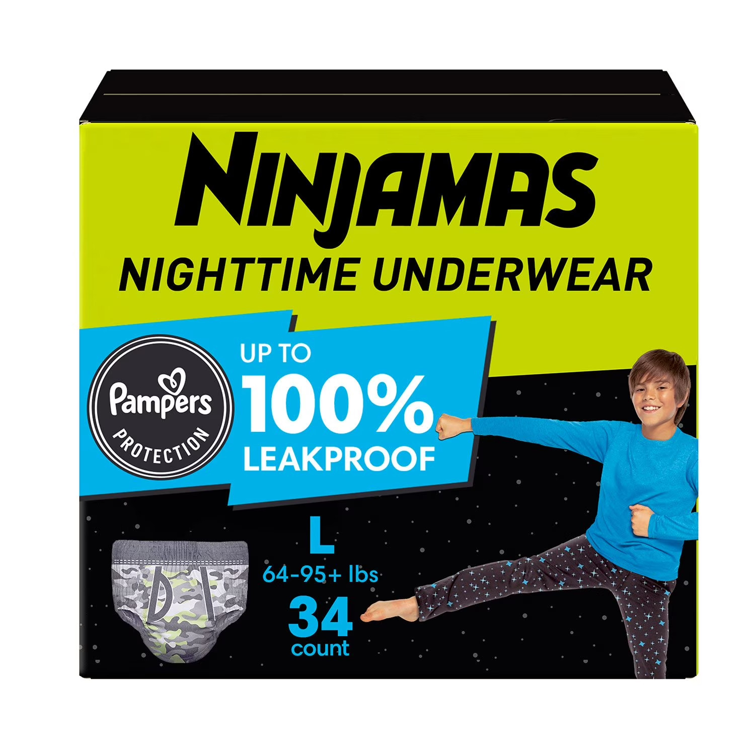 Ninjamas Nighttime Bedwetting Underwear for Boys, Sizes Small – Extra Large