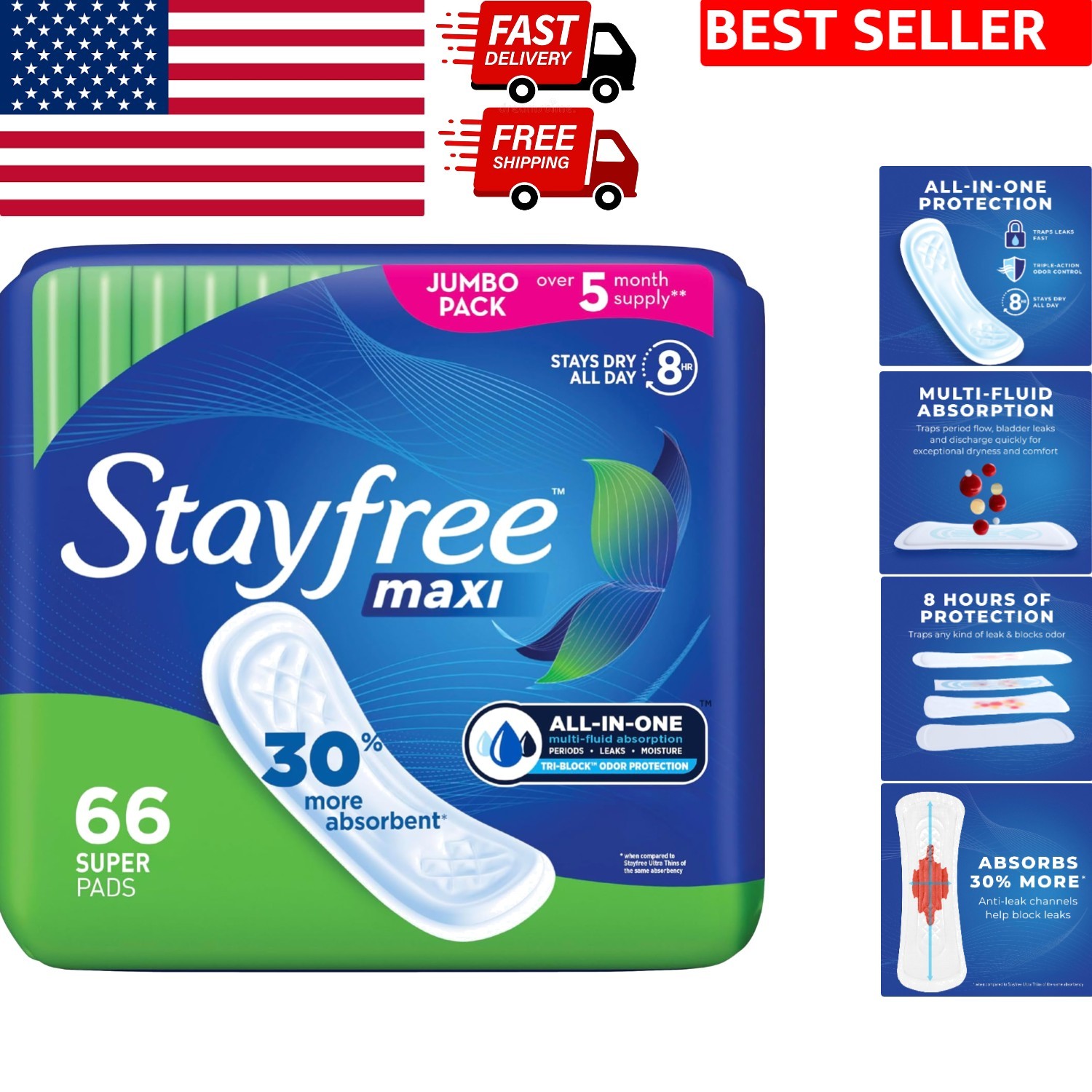 Maxi Super Long Wingless Menstrual Pads – Maximum Protection & Comfort