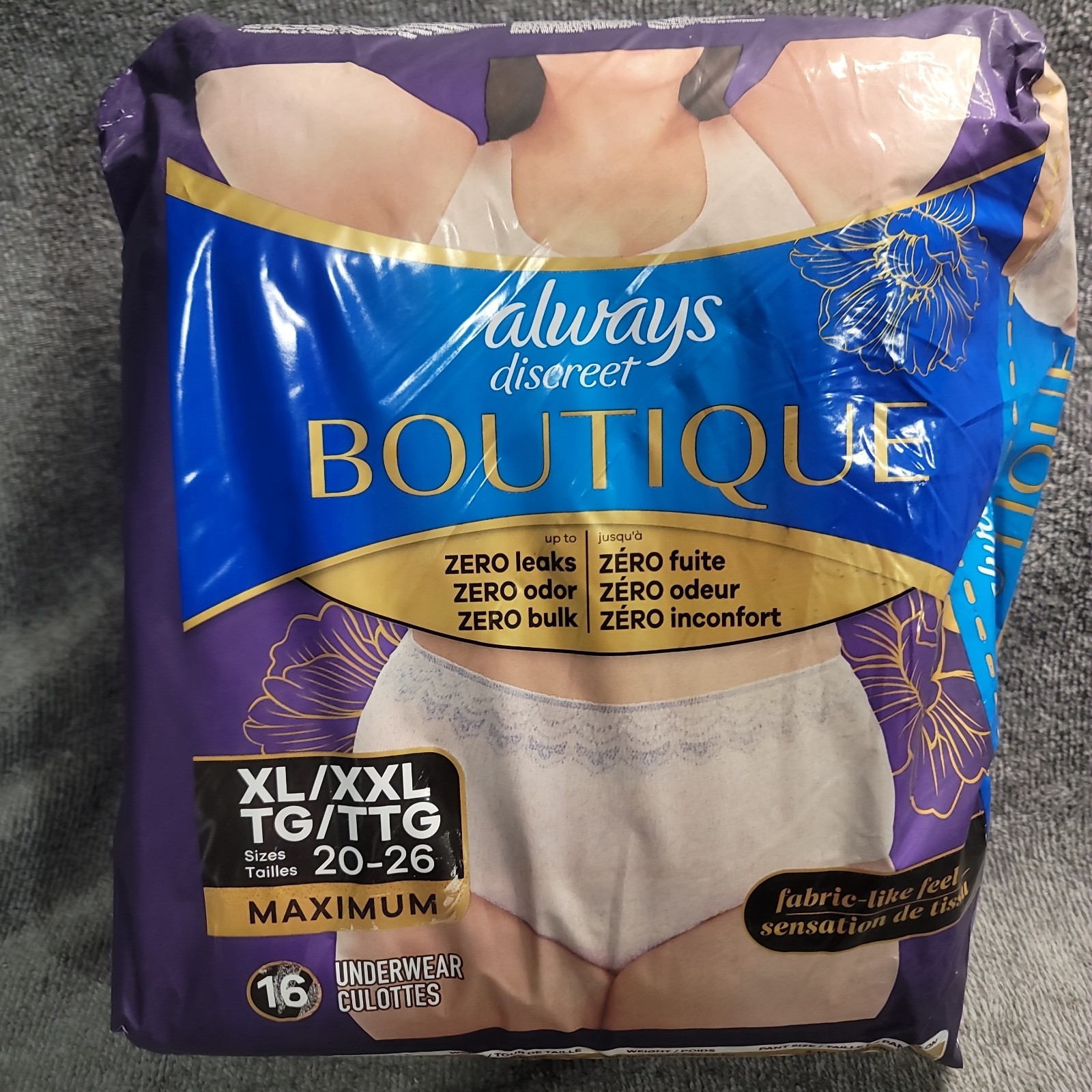 XL/XXL 16ct Always Discreet Boutique Incontinence and Postpartum Underwear Women