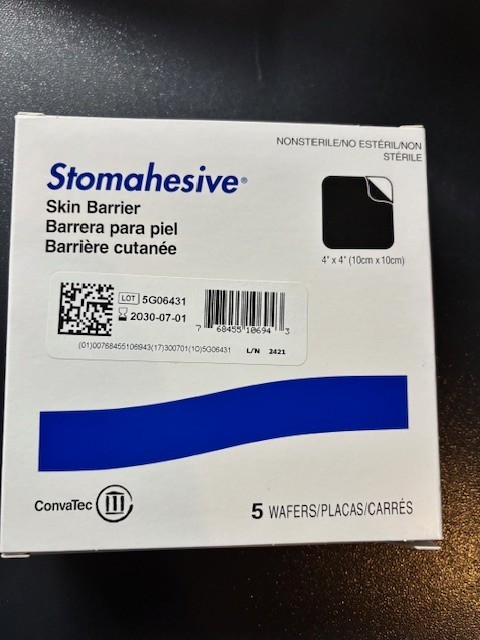 BOX OF 5 — Convatec 21712 Stomahesive 4″X4″ Wafer Skin Barrier New Exp 2030