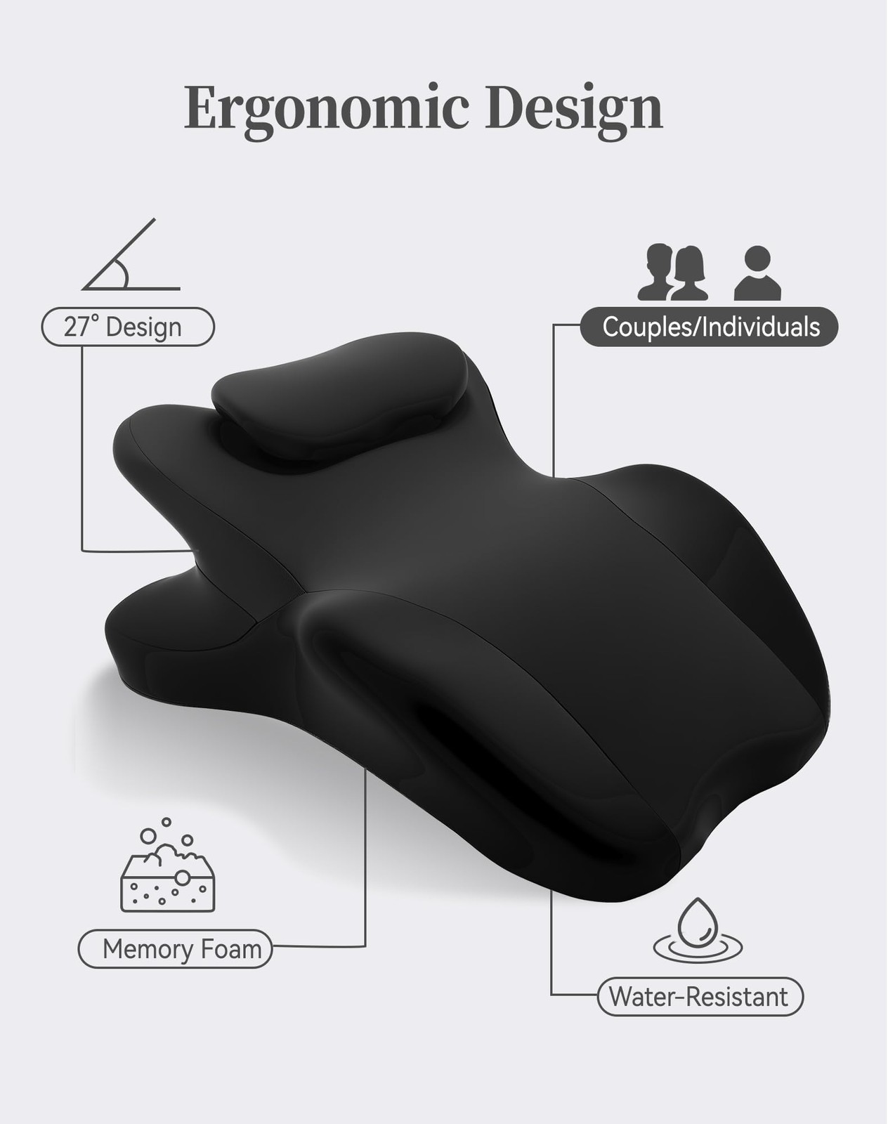 Ingdgnoso Memory Foam Wedge Pillow For Couples Intimacy 27 Degree Ergonomic Sex