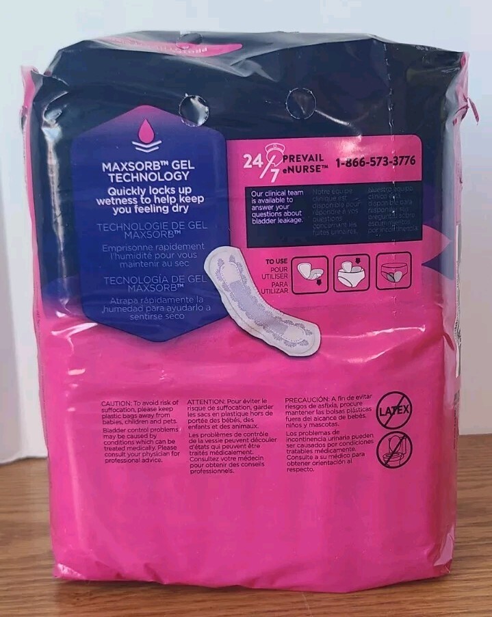 New Prevail Daily Incontinence Bladder Control Pad Long Moderate Abs #4 16 Ct