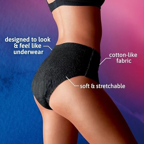 Stylish Black Disposable Incontinence Underwear for Women, XL, Bladder Control,