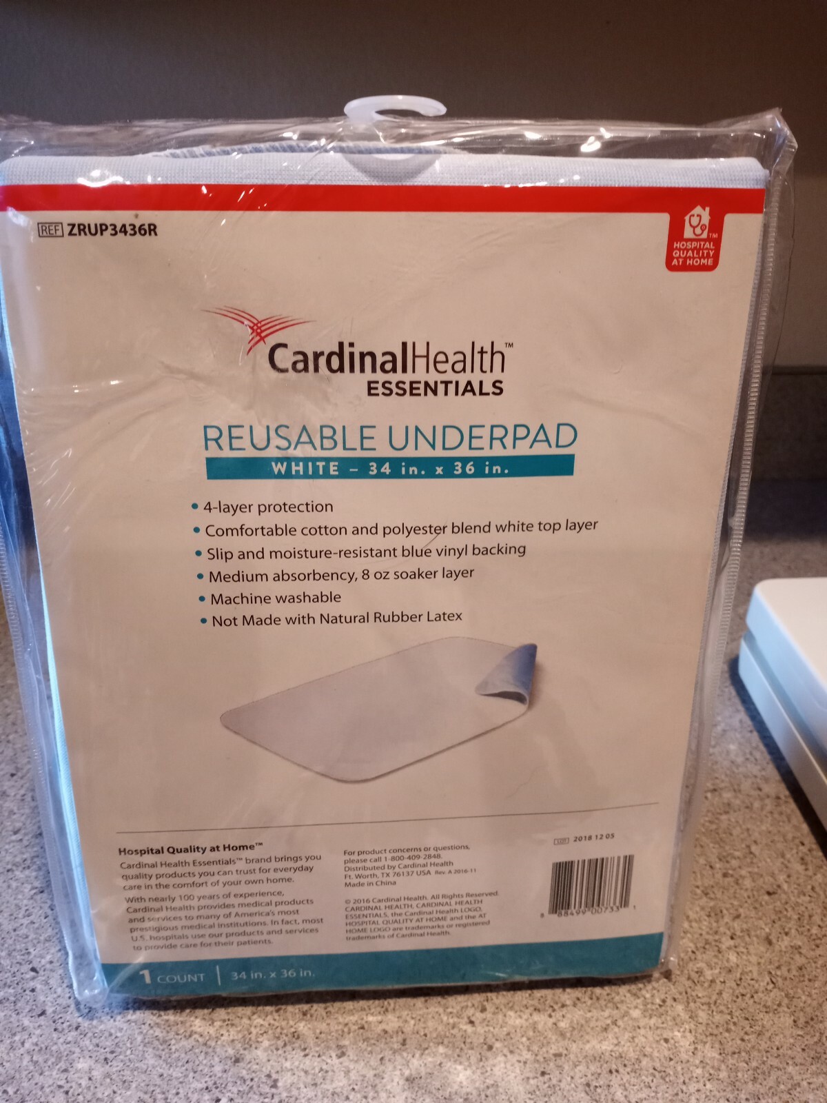 Cardinal Health Reusable Underpad, white, 34×36