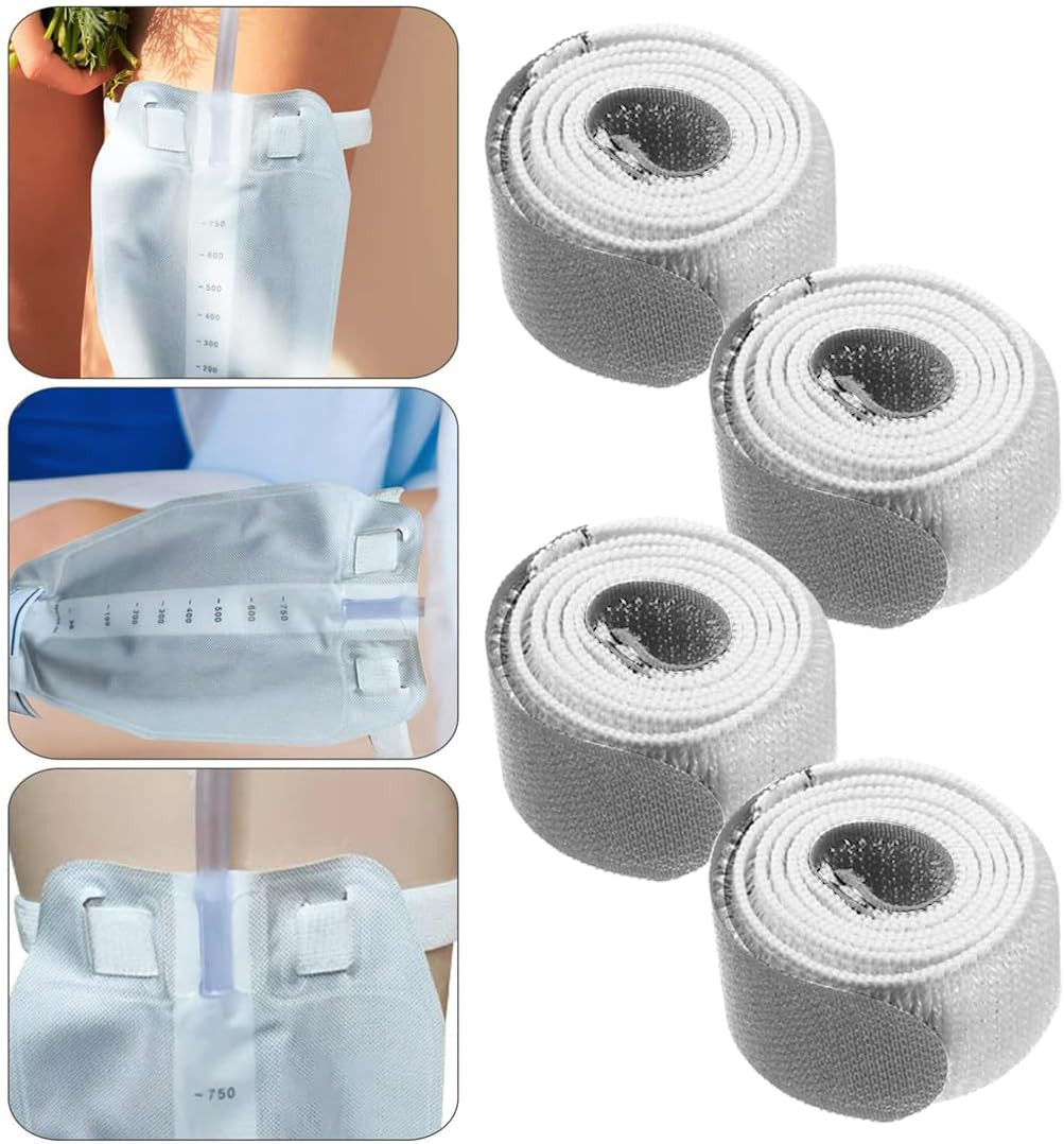 4 Packs Catheter Leg Bag Strap Urine Drainage Bag Straps Adjustable Hook-And-Loo