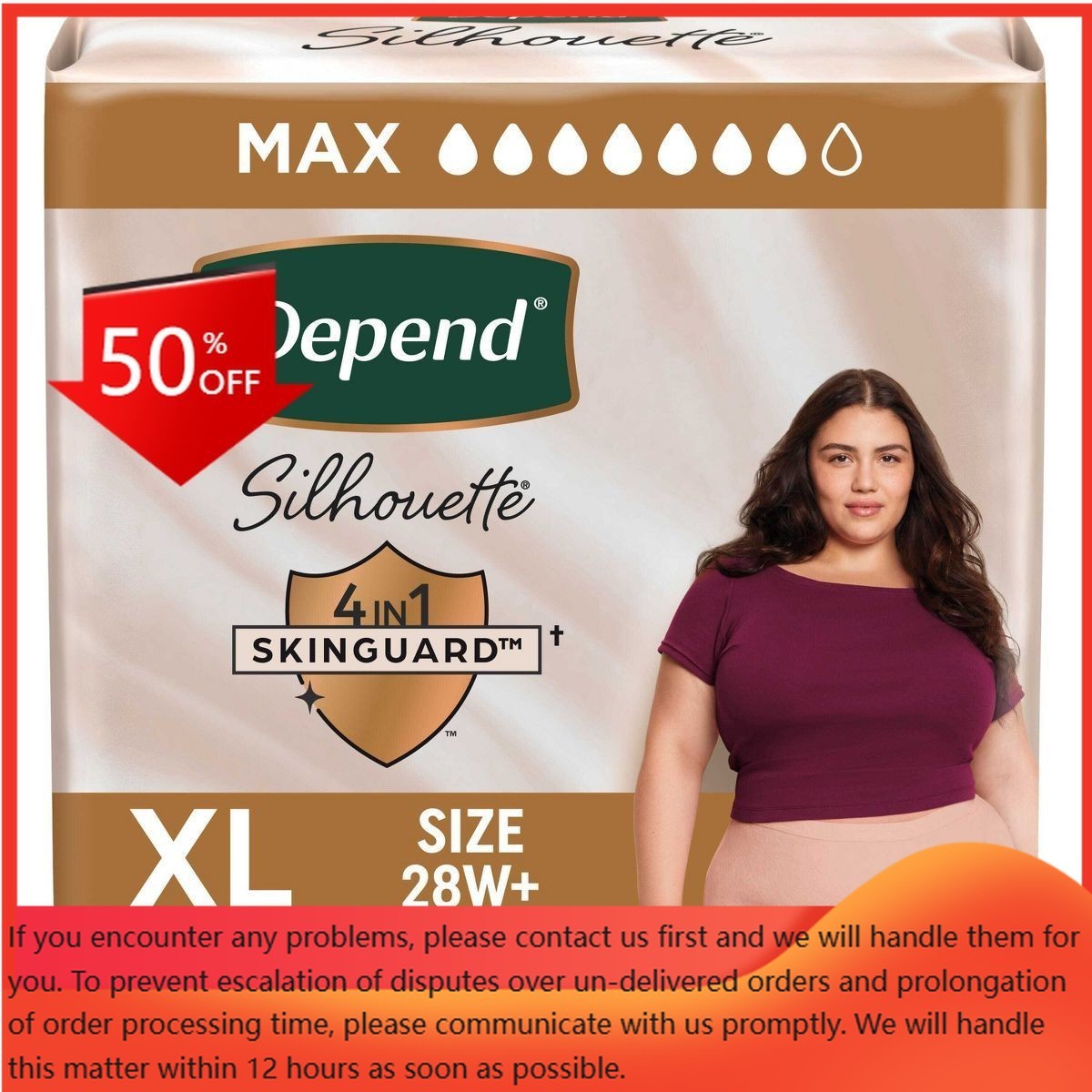 Depend Silhouette Underwear for Women – Maximum Absorbency – XL – Pink – 10ct