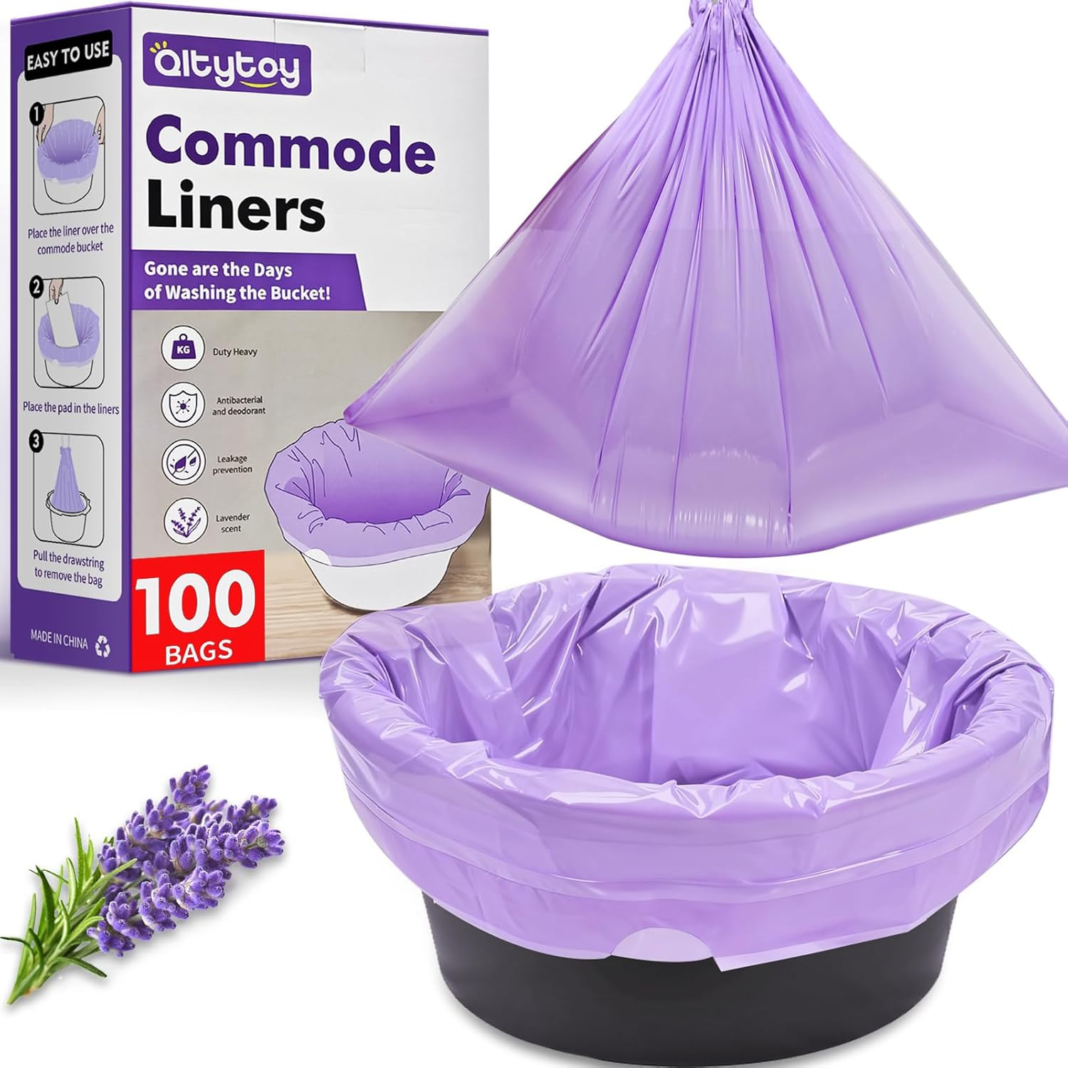 Commode Liners for Bedside Commode, Thickness Leakproof Disposable Portable Toil