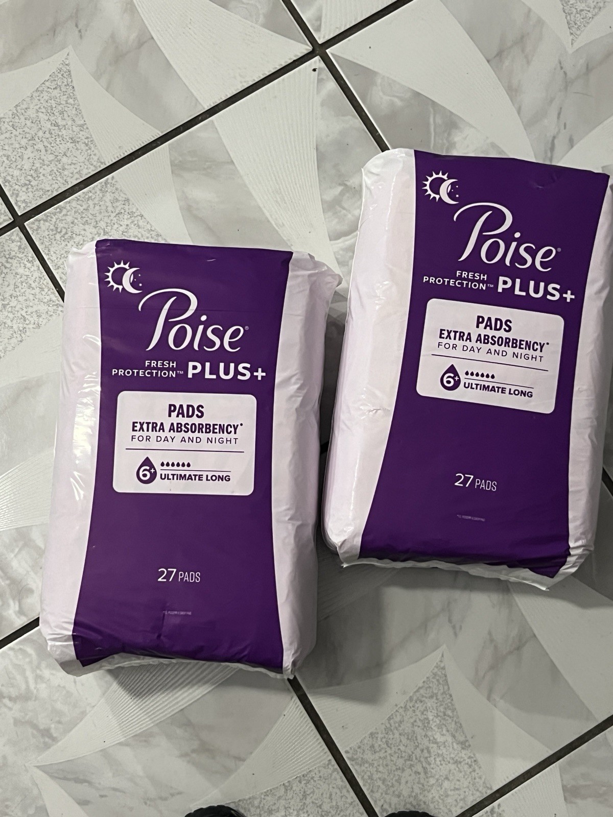 New POISE PLUS Day & Night Pads, 27 Count Extra Absorbency 6+, Ultimate Long