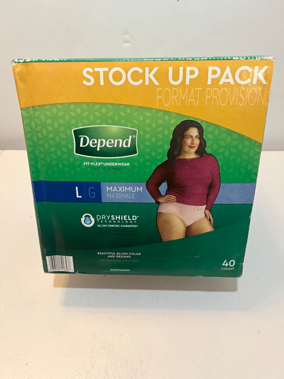 Depend FIT-FLEX Incontinence Underwear for Women Maximum Absorbency L Pink 40 ct