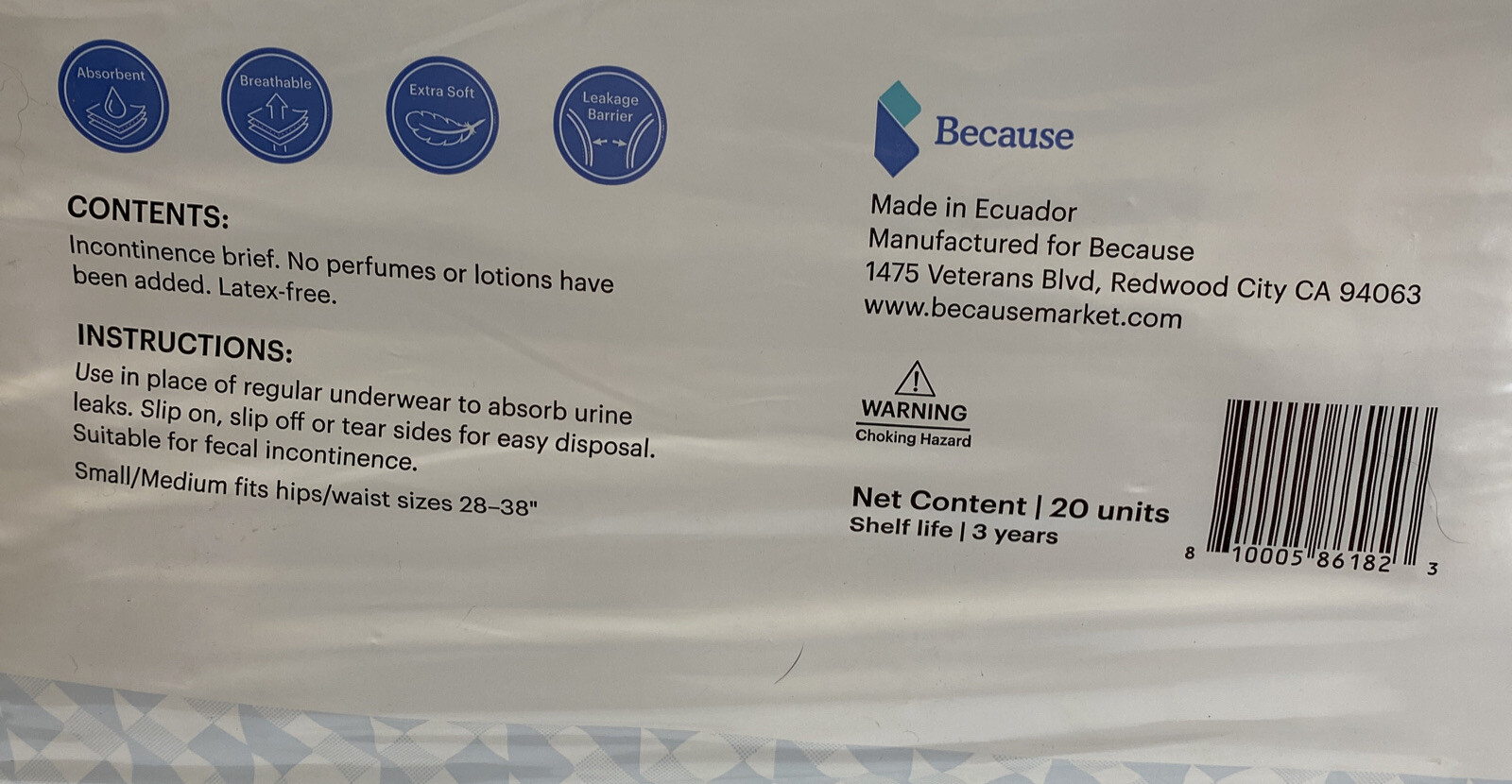 Premium Maximum Bladder Control Underwear 20 count small/med