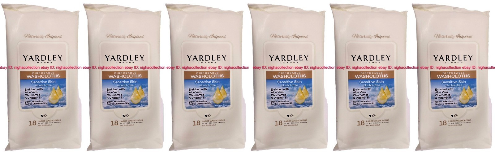 ( Lot 12 ) Disposable SENSITIVE SKIN Washcloths 18/Pk Yardley London NEW SEALED