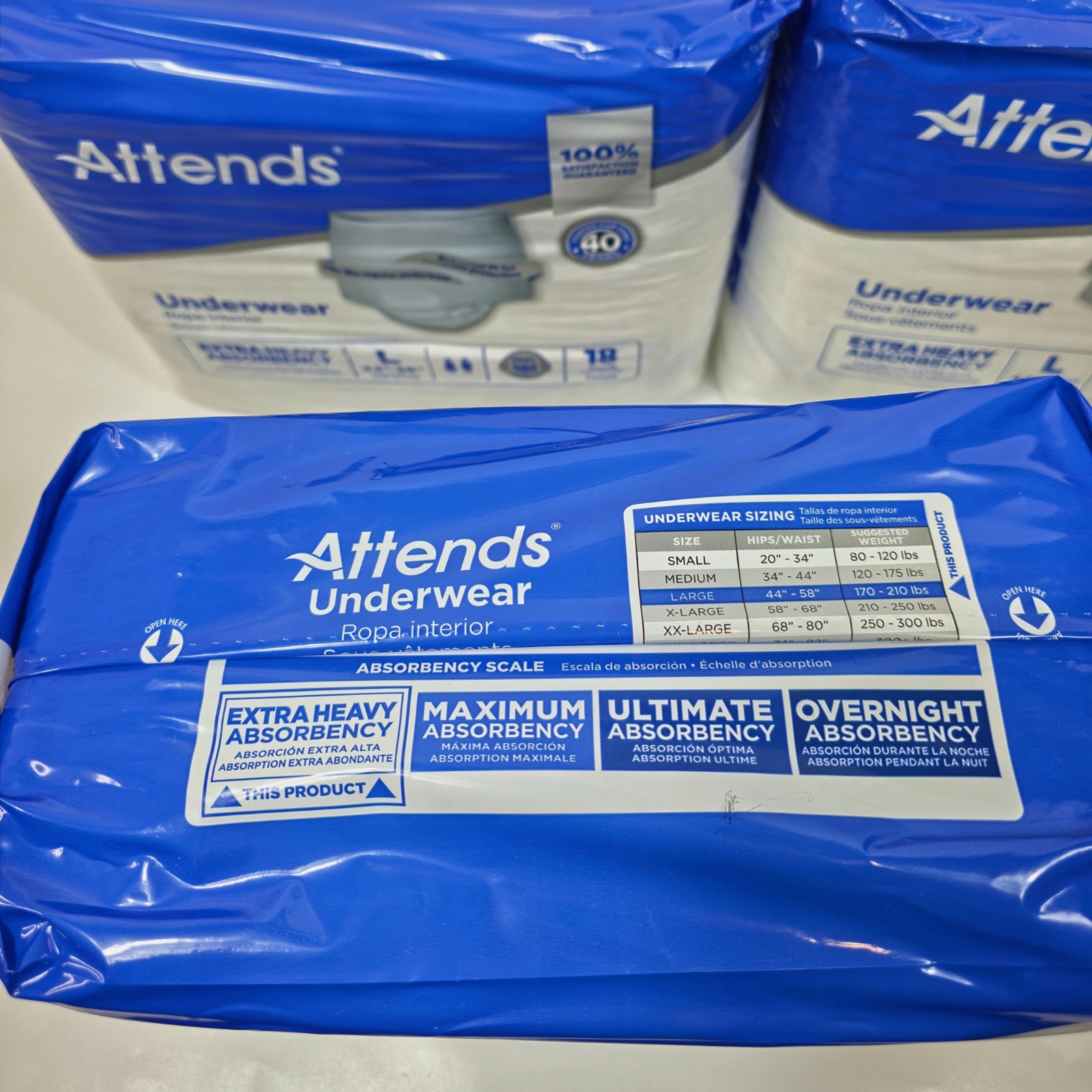 Attends Underwear L 44-58 Extra Heavy Absorbency 108 Ct (6×18)