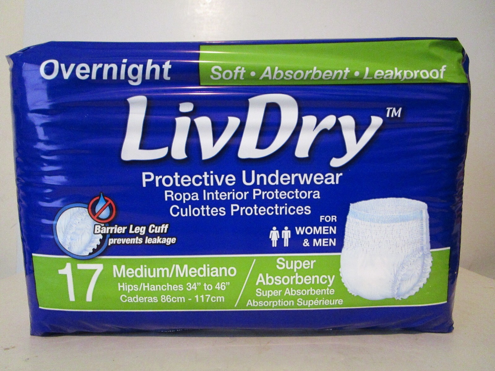 LivDry Adult Incontinence Underwear Super Absorbency Men /Women Medium 17 Count