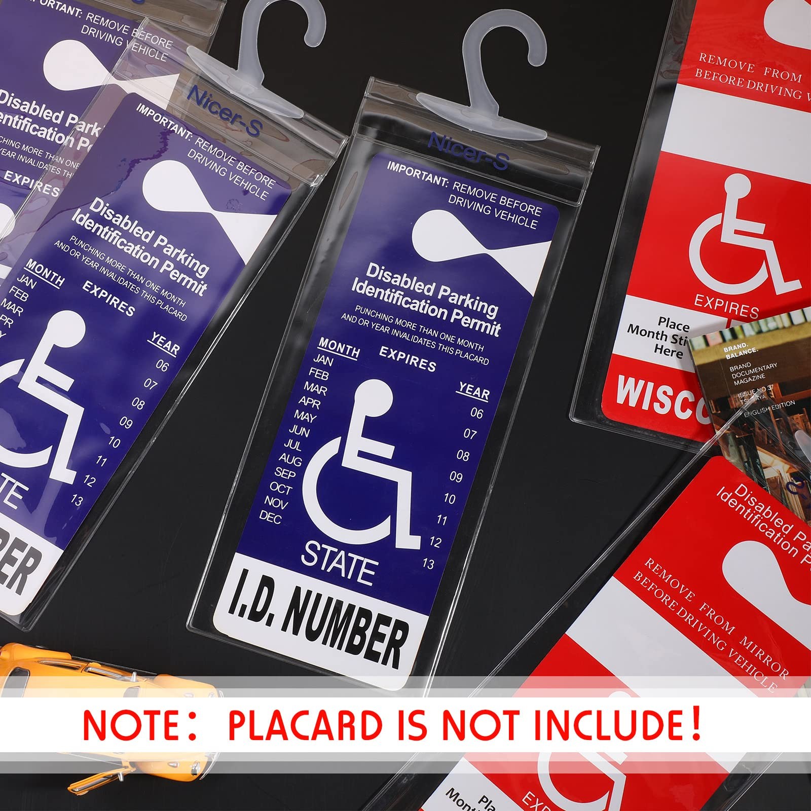6 Pieces Handicap Placard Holder for Auto Ultra Transparent Disabled Parking Pla