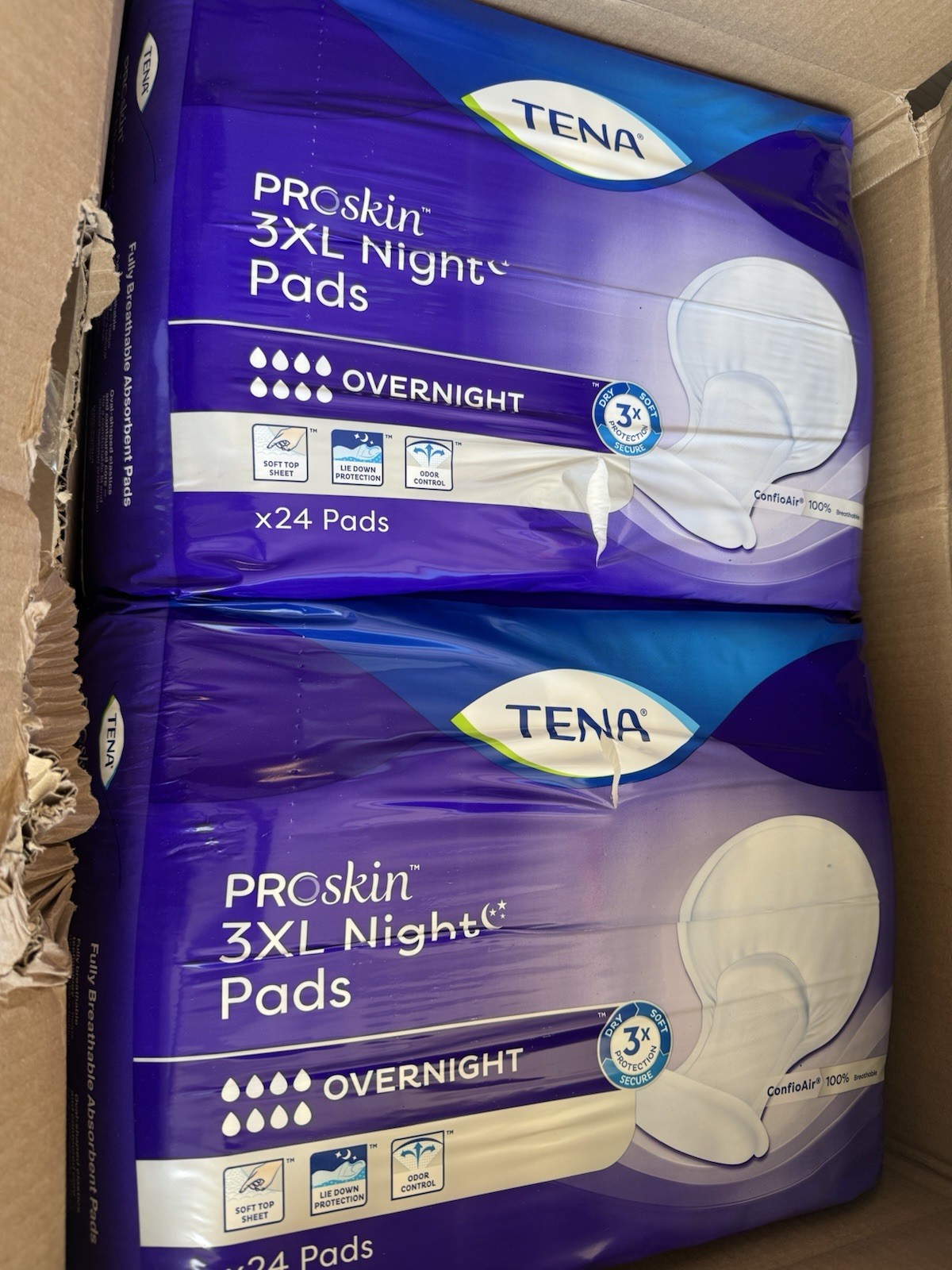 Tena ProSkin 3XL Incontinence Pads for Women and Men, Overnight Absorbency, 24 C