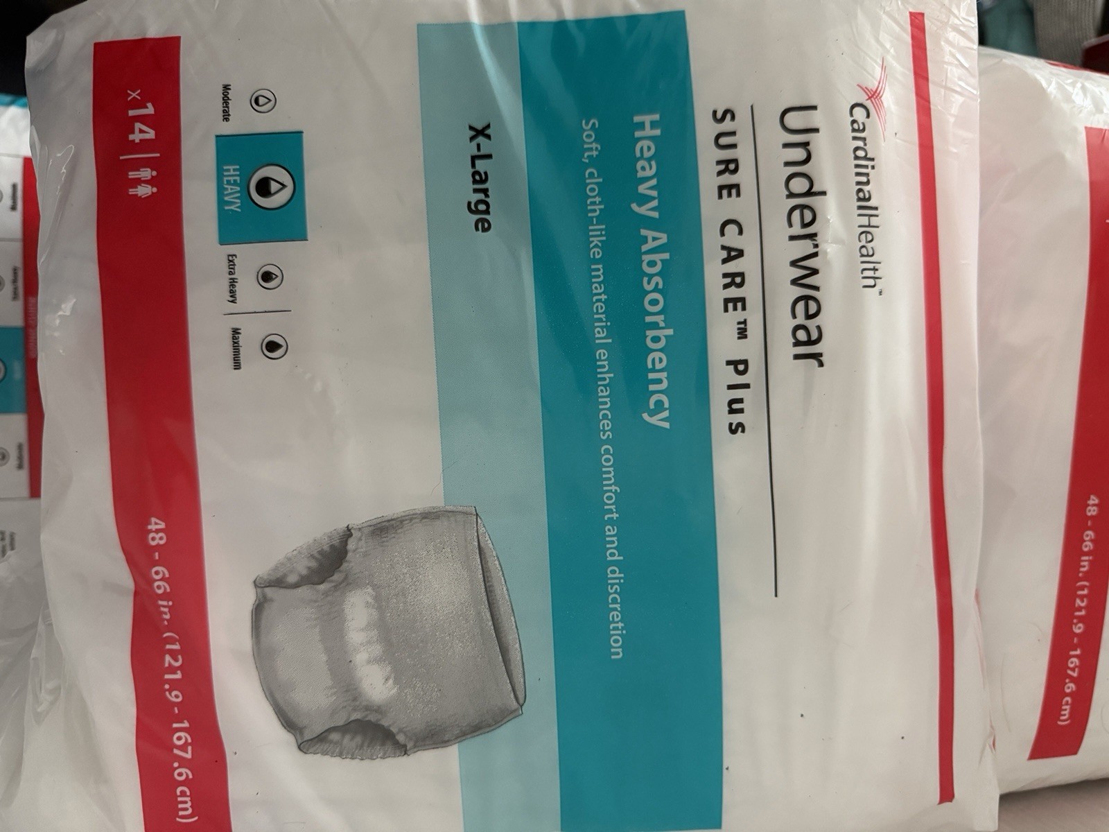 Cardinal Health Underwear 14 count SURE CARE Plus Heavy Absorbency XL – 48″-66″