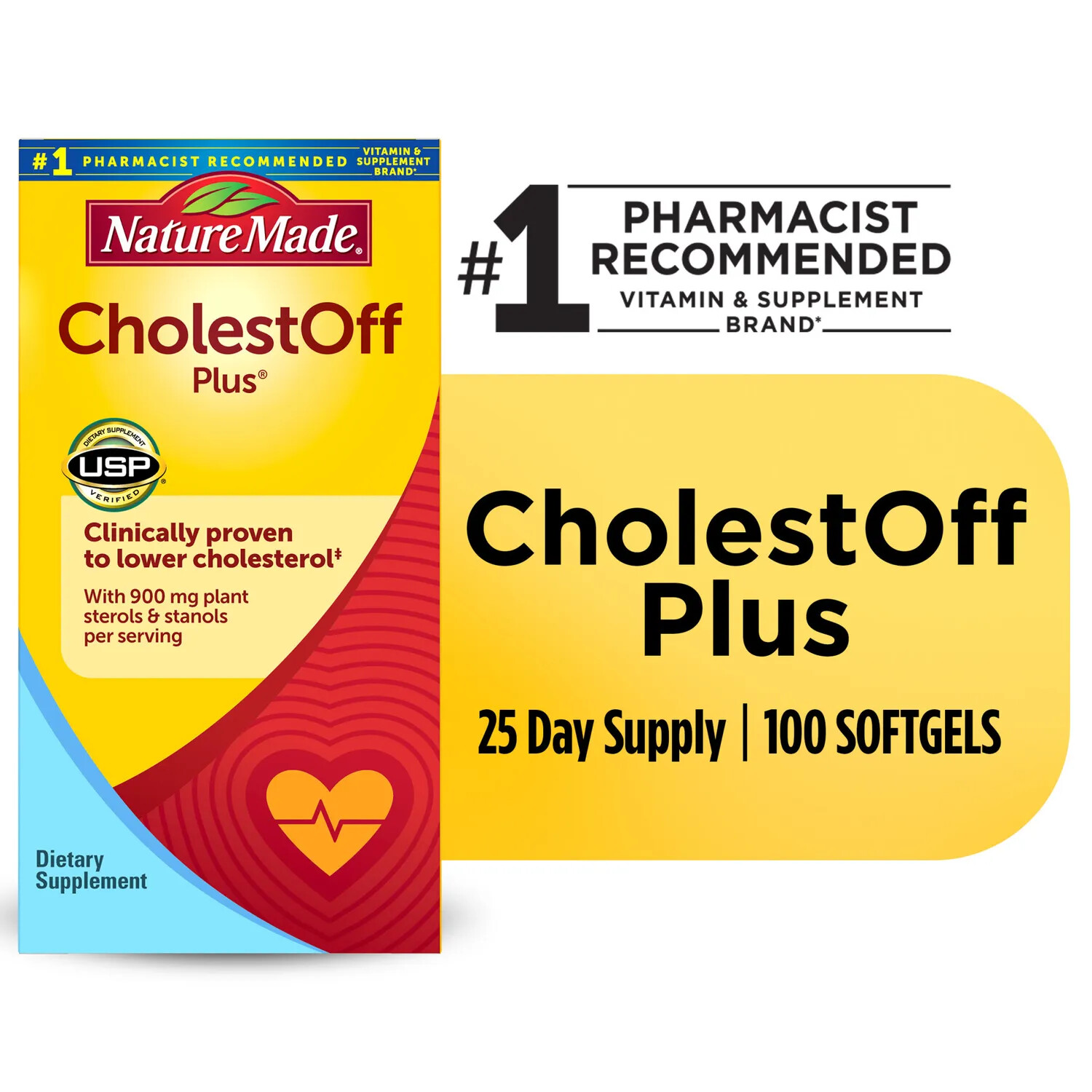CholestOff Plus Nature Made 100 Softgels 900mg for Cholesterol Exp 2025 NEW