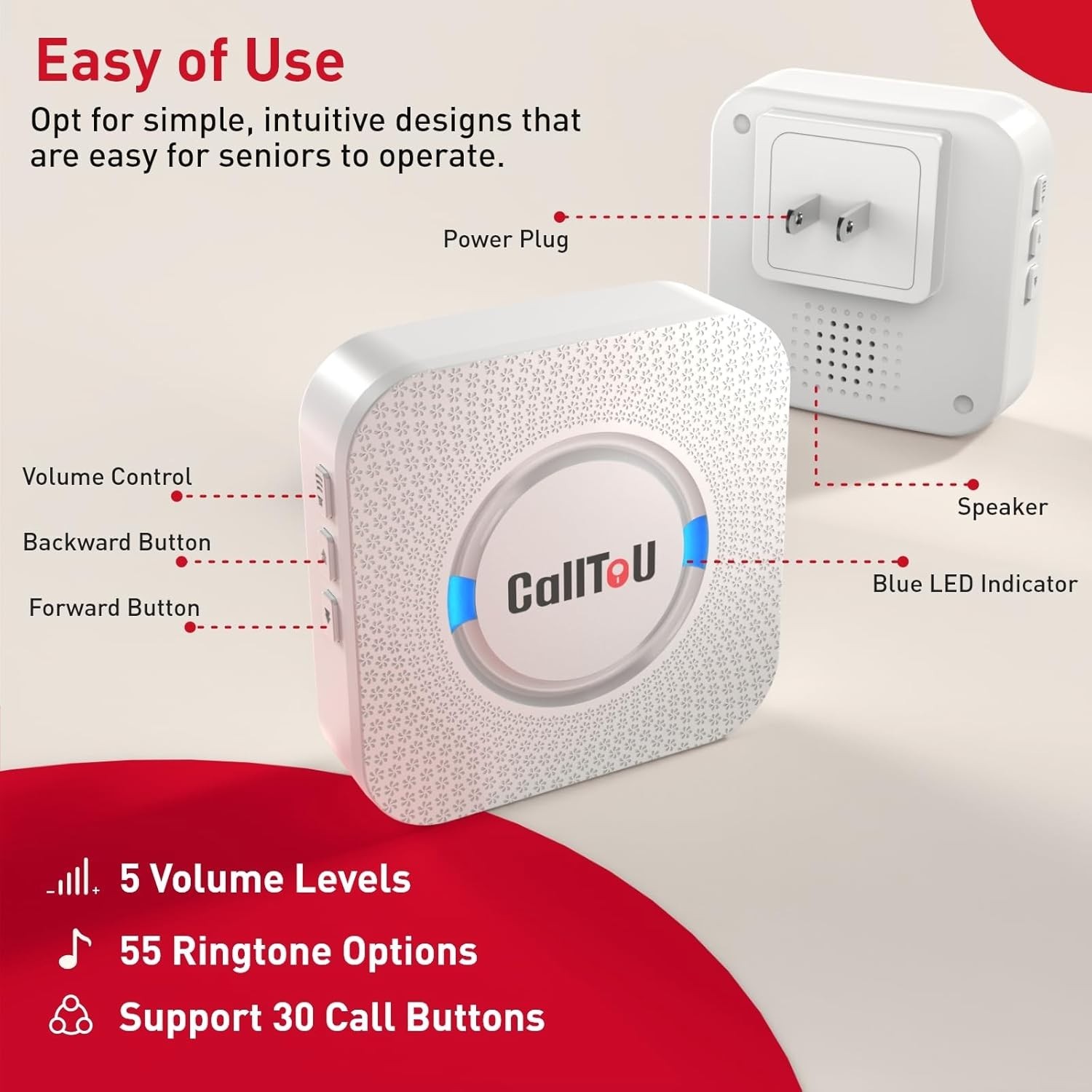 Wireless Caregiver Pager Call Button Call Bell Medical Alert System for Senio…