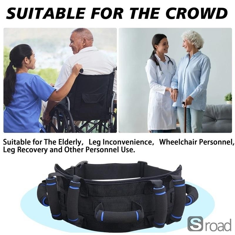 Adjustable Gait Transfer Safety Belt With 7 Handles NonSlip Elderly Mobility Aid