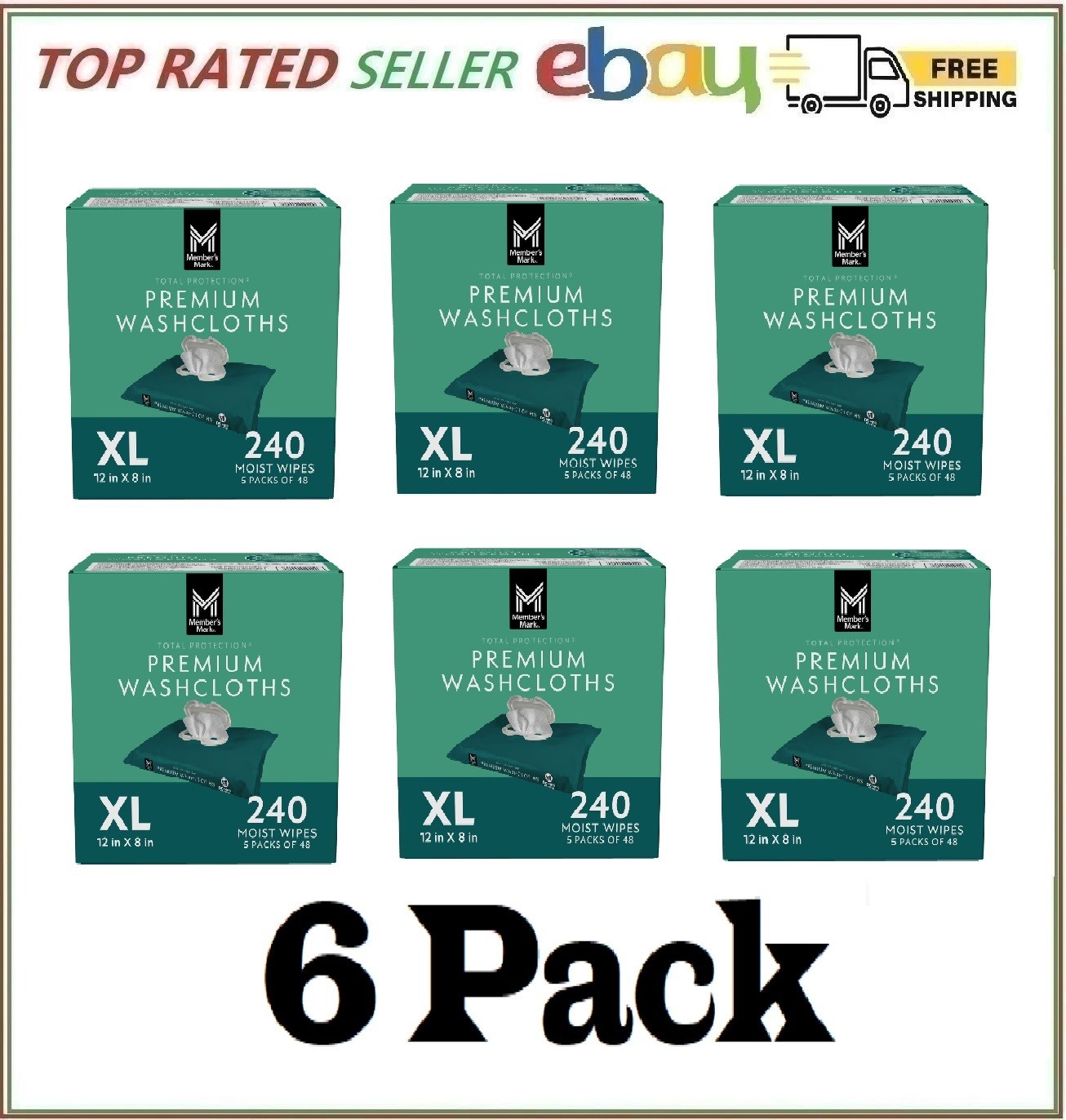 6 PACK – Member’s Mark Adult Washcloths, 240 ct.