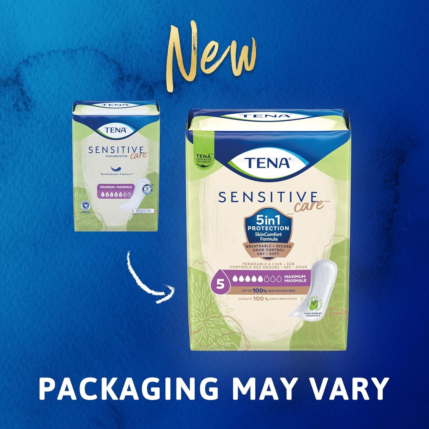 TENA Sensitive Care Maximum Pads Regular Length 56 Count