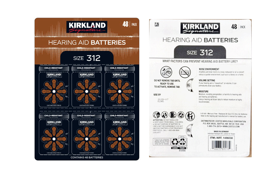 48 x KIRKLAND Signature Hearing Aid Batteries Size 312 PR41 NEW Expires 2029