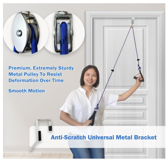 Shoulder Pulley for Physical Therapy, Pulleys Metal Bracket, Blue