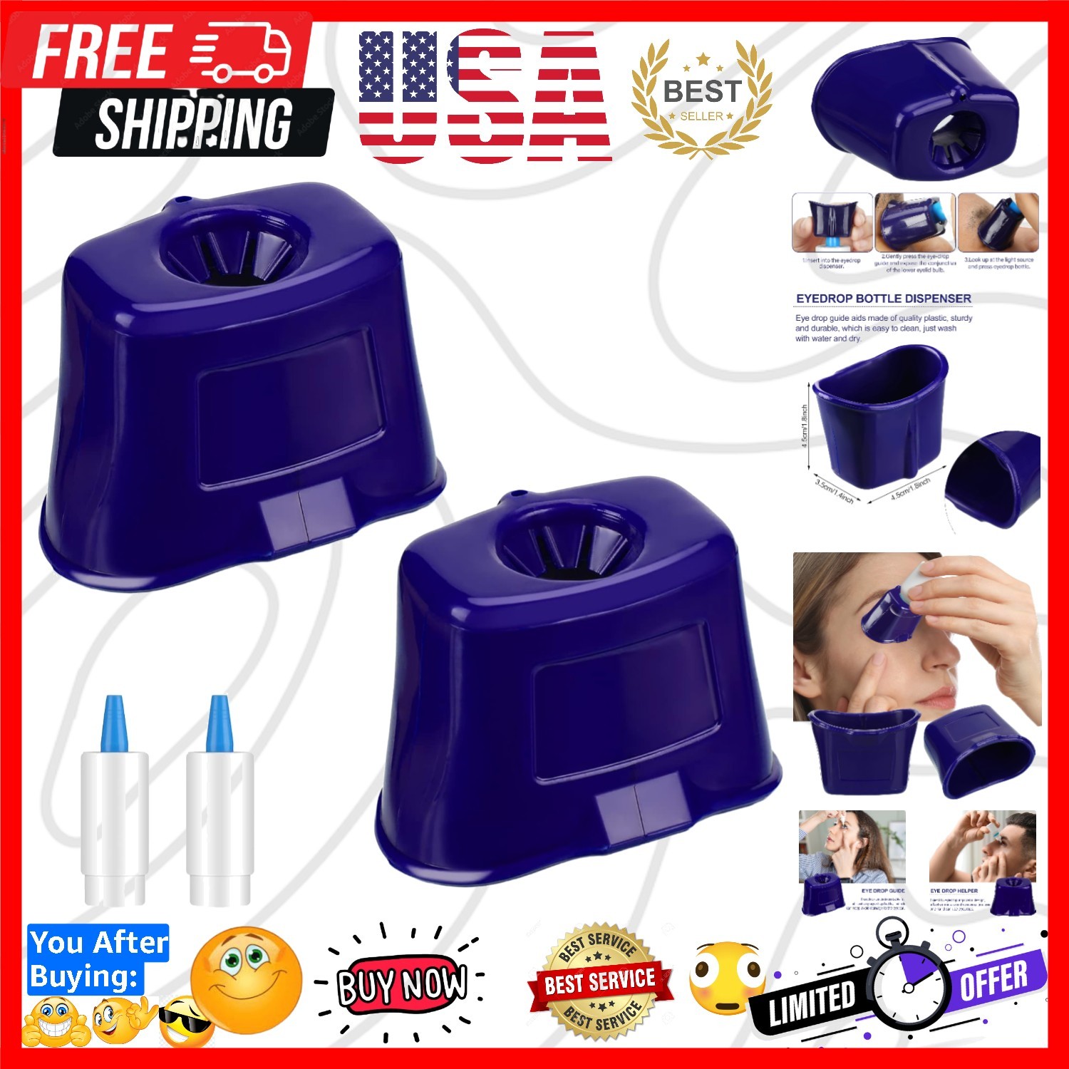 2 Pcs Eye Drop Guide Dispenser Portable Reusable Eye Dropper Tool for Elderly…