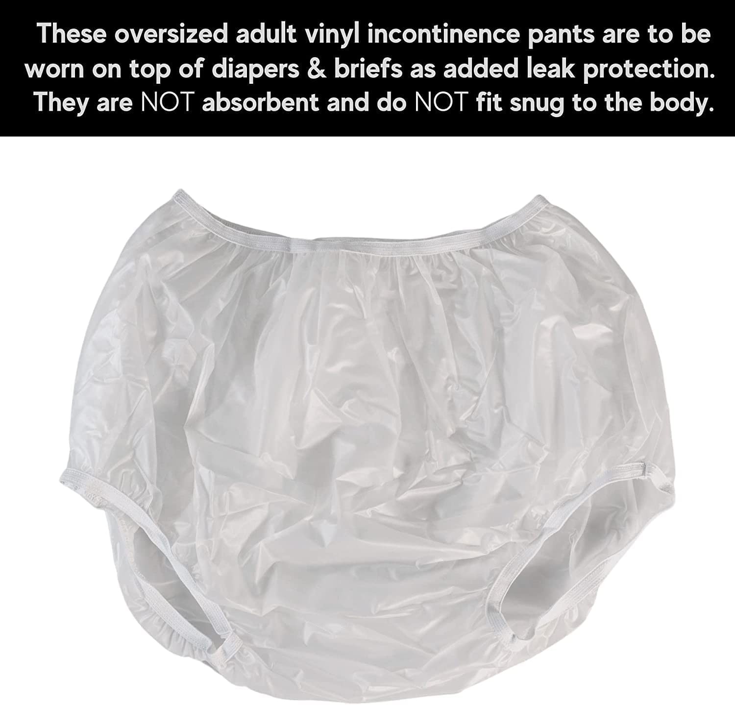 Adult Vinyl Waterproof Pull-On-Cover Incontinence Pants (This is not a Diaper…
