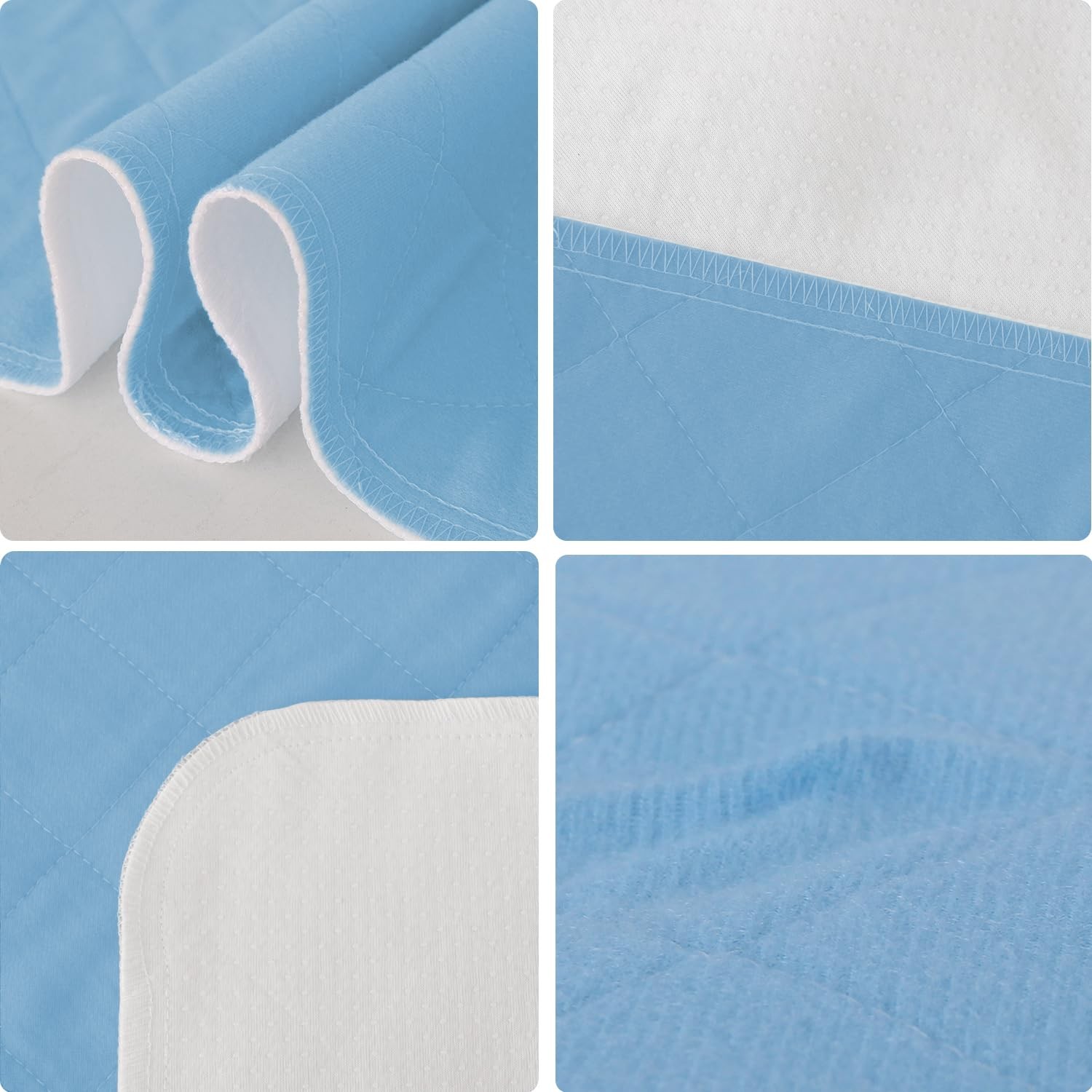 2 PCS 34×36 Inch Blue Washable Waterproof Bed Pee Pads Reusable Incontinence