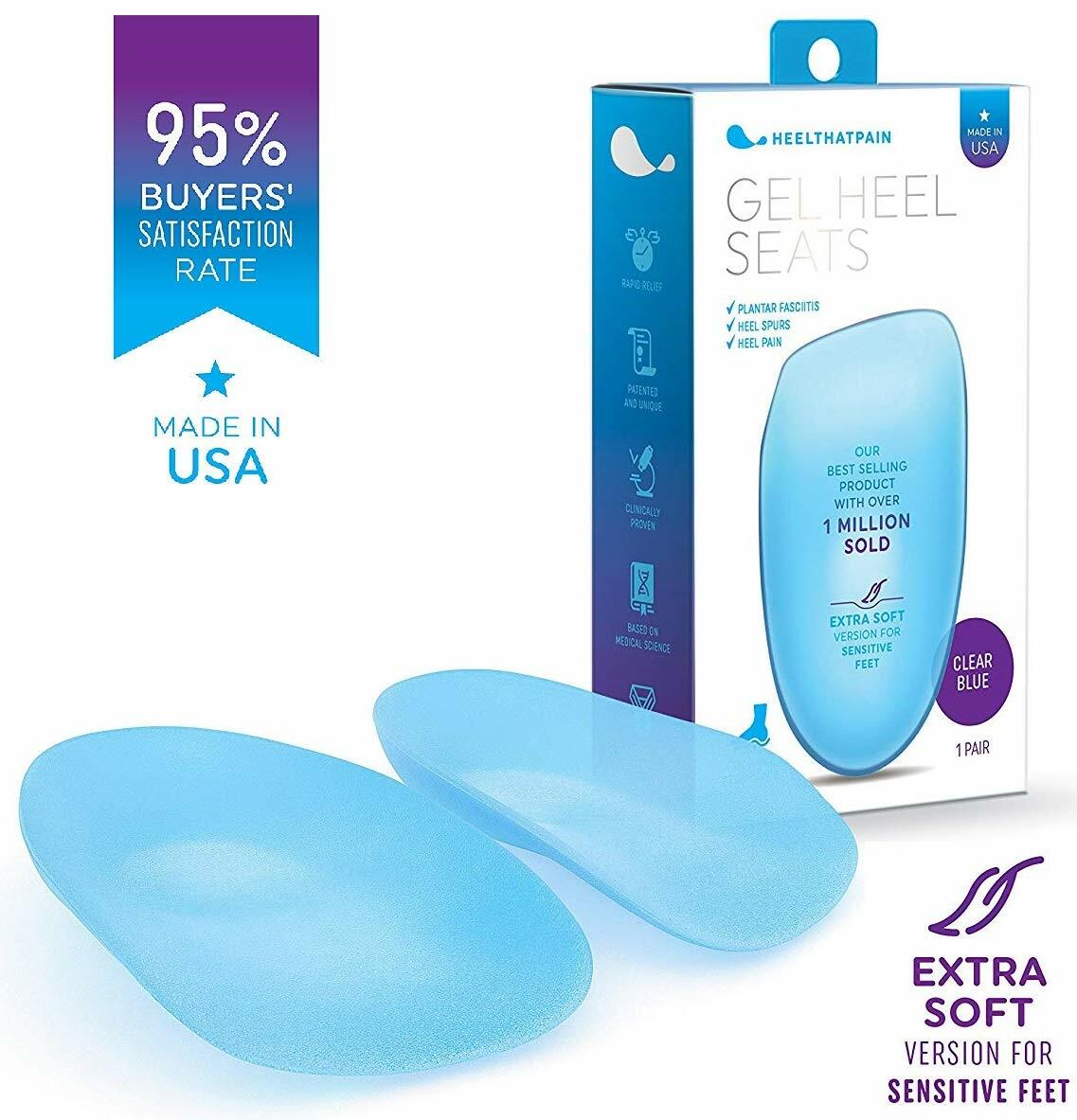 GEL Plantar Fasciitis Insoles Heel Seats Foot Orthotic Inserts Heel Cups Women M