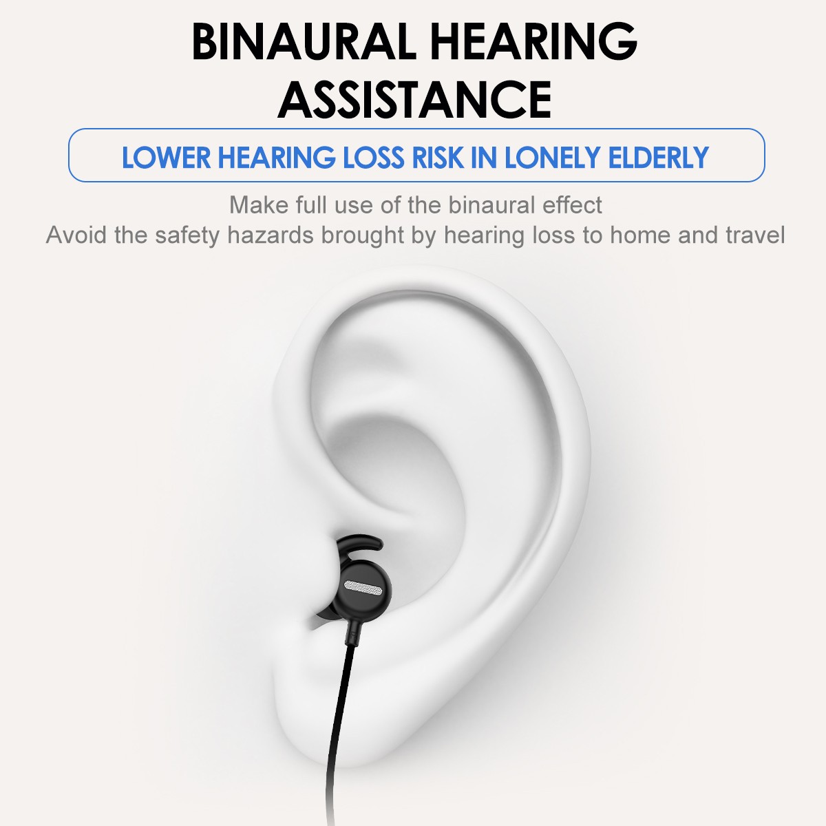 Neckband Hearing Amplifier with Bluetooth 2-in-1 for Seniors 8 Volume Levels 40H