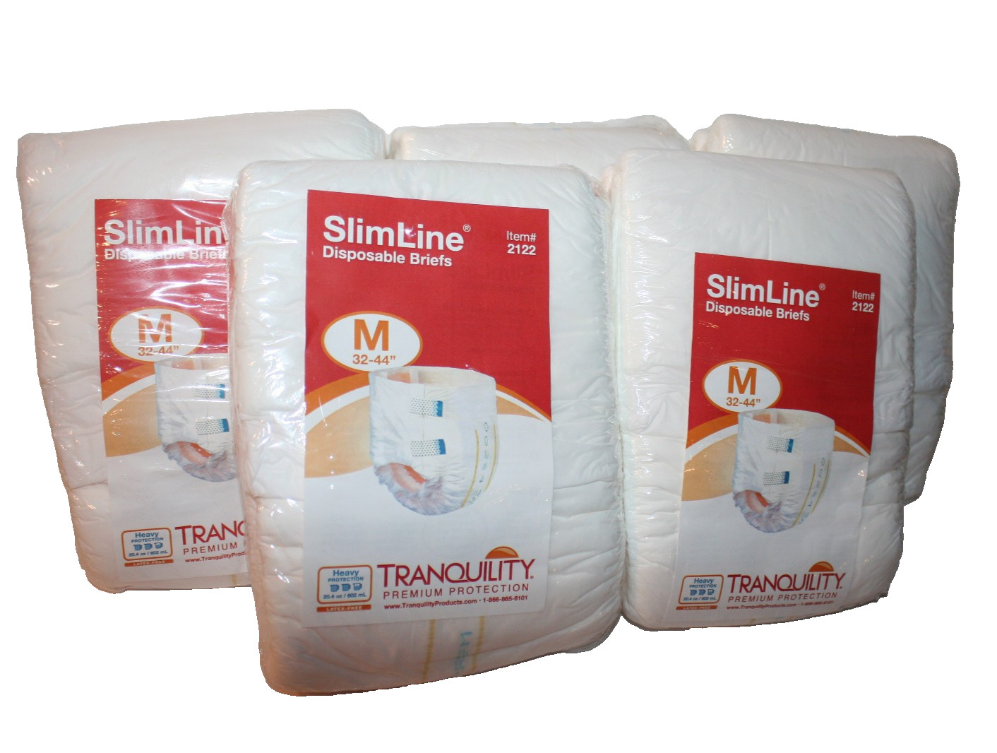 Lot of 5 Packs 10 Tranquility SlimLine Plastic Back Adult Diapers Medium 32-44″