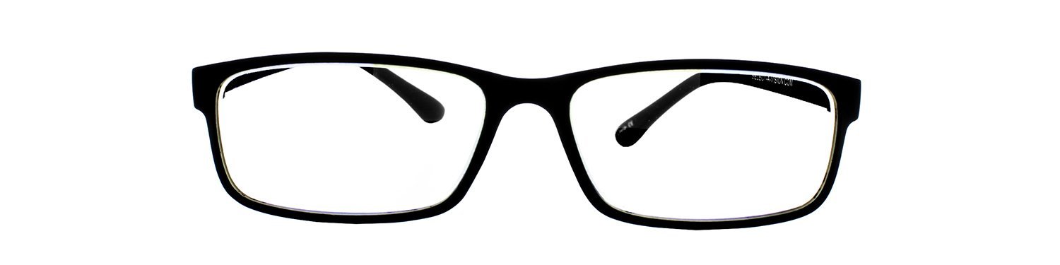 Optitek Rectangular Blue Light Reading Glasses, Black, 1.25