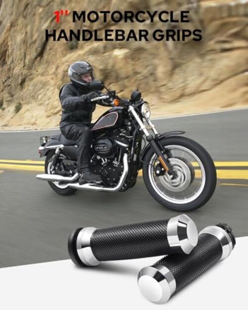 1inch Handlebar Grips, Cable Throttle Control Hand Grips Fit for Harley Chrome