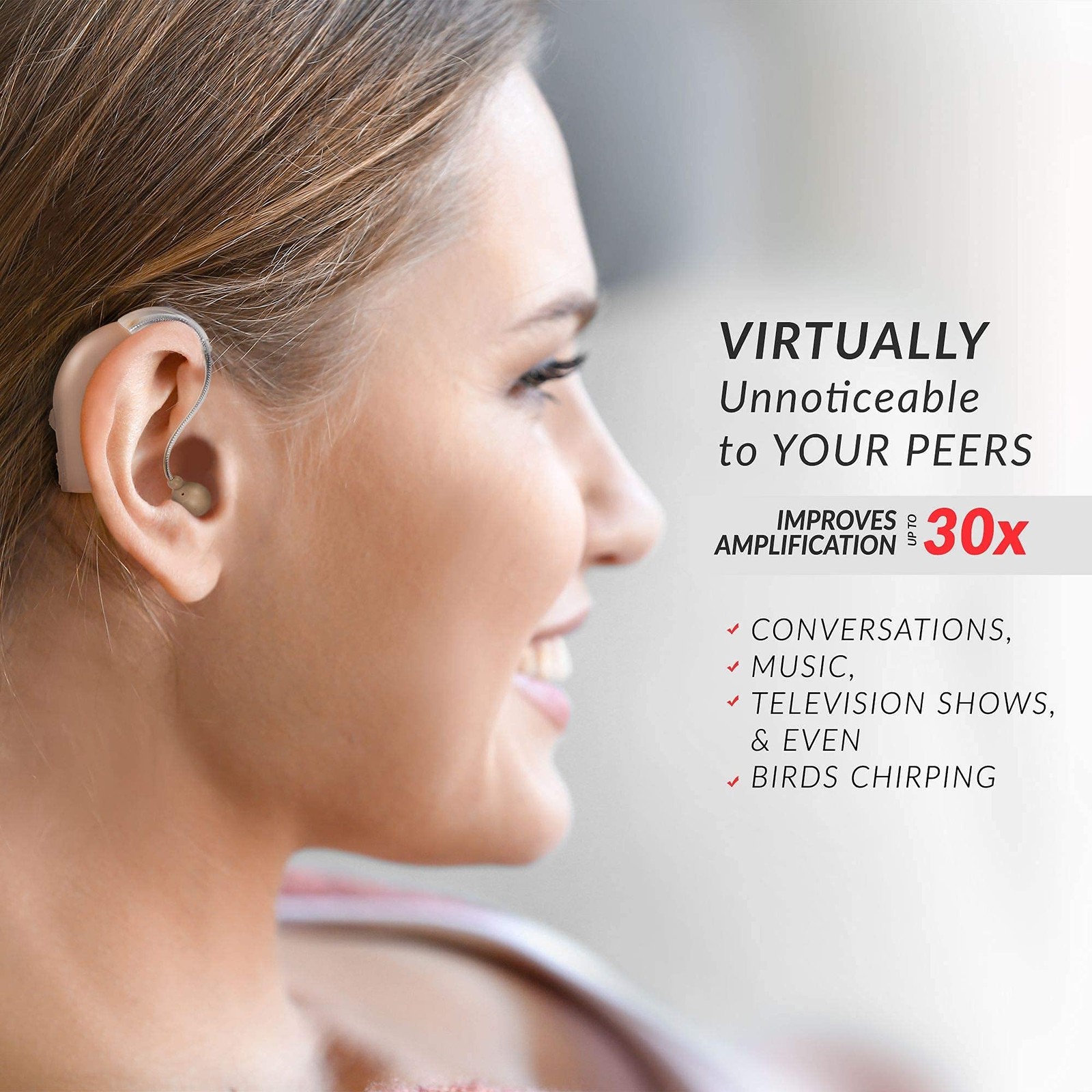 Sound Amplifier 30x Amplification 20 Hours Use Adjustable Volume Nude