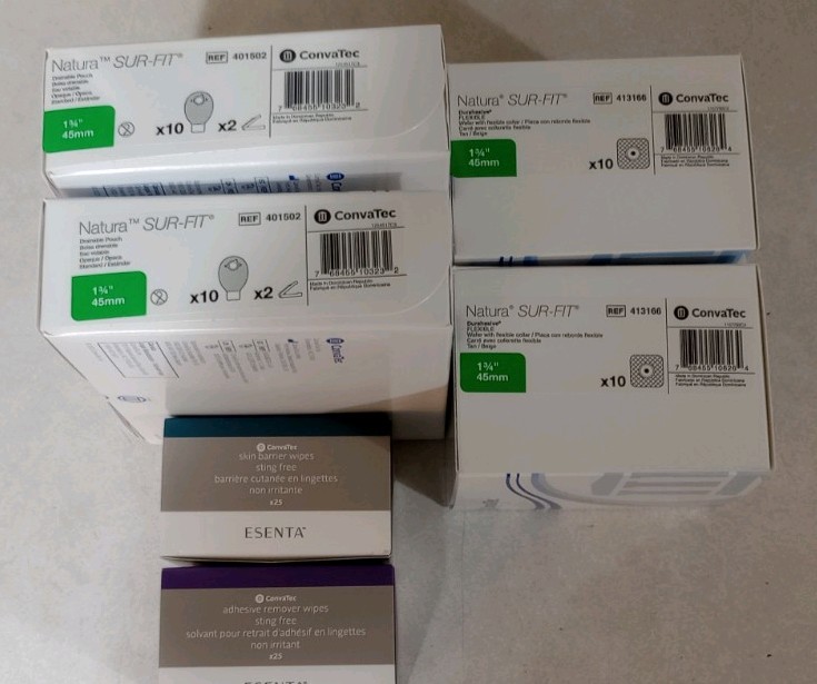 ConvaTec Ostomy Supplies 94pc. Lot – New Unopened, Pouches, Wafers, Wipes