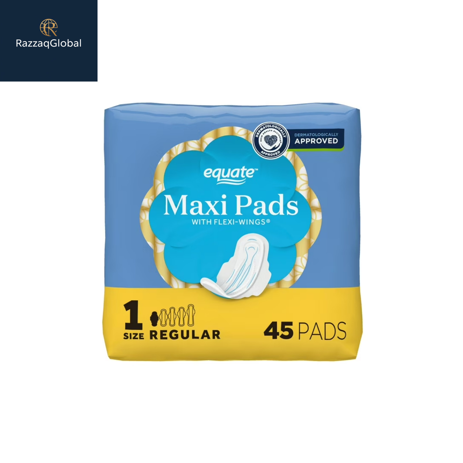 Equate Maxi Pads with Flexi-Wings, Regular Absorbency, Size 1, 45 Count