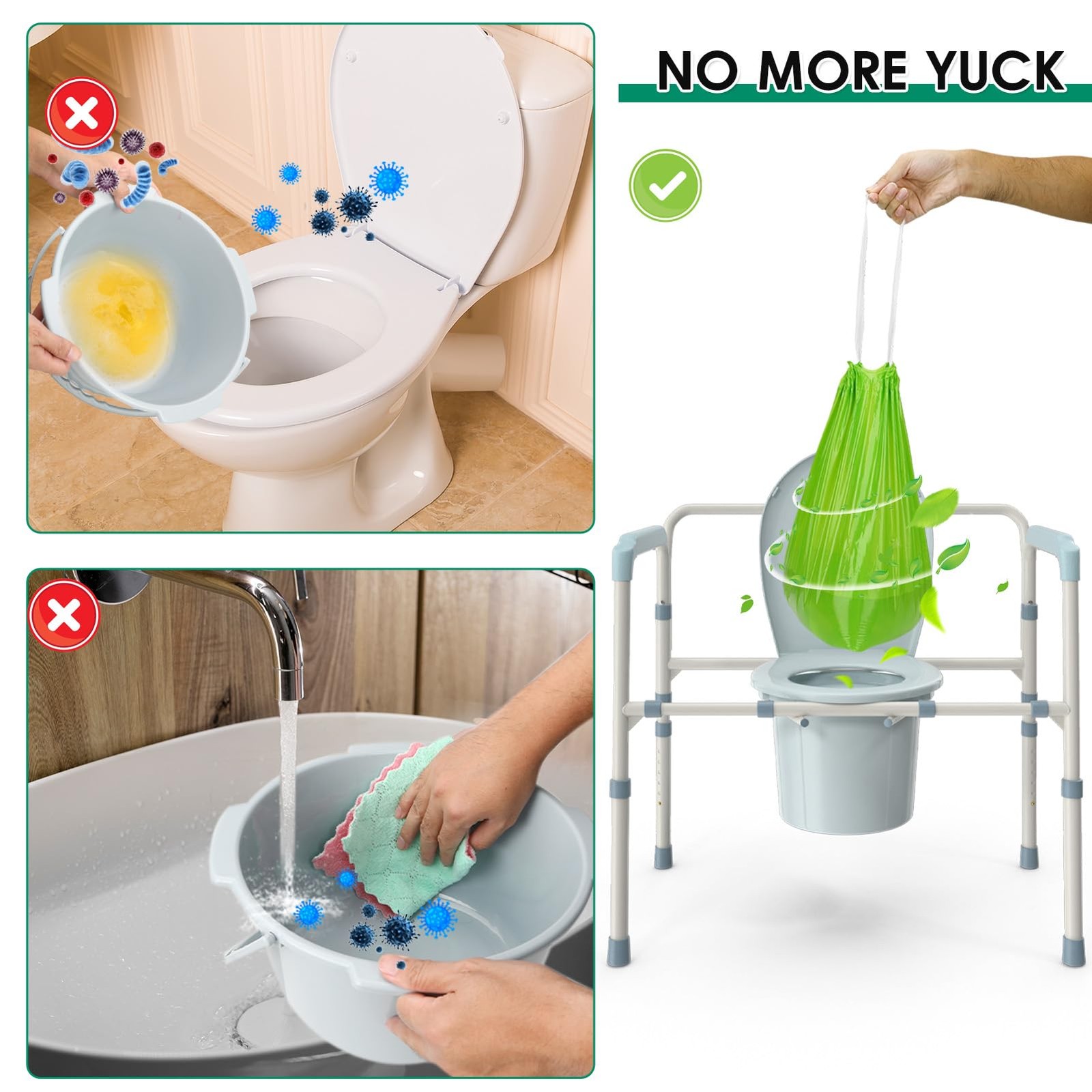 Bedside Commode Liners Leakproof Scented Adult Potty Chair Bucket 100 PCS