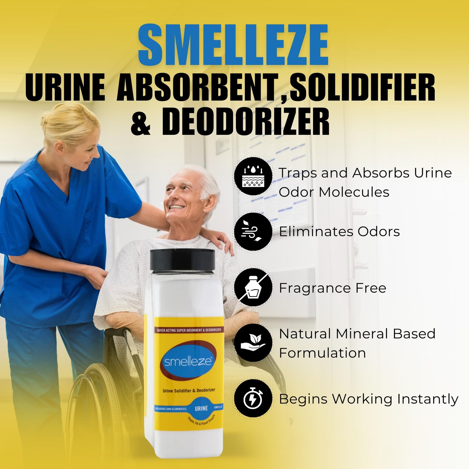 Urine Super Absorbent, Solidifier & Deodorizer: 2 lb. Powder Rapidly Solidifies