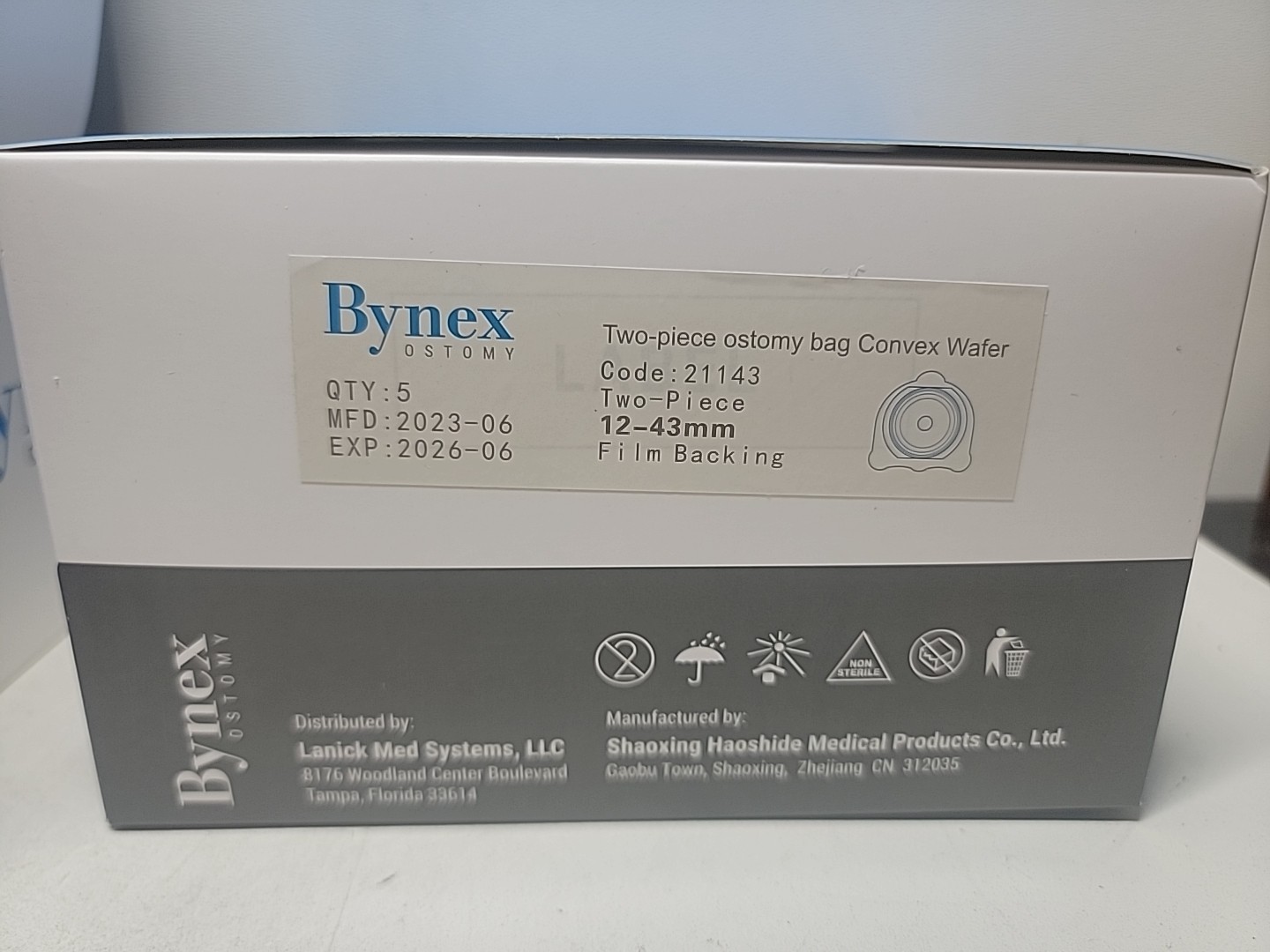 10 NEW BYNEX OSTOMY Convex Wafers 21143, 12-43 mm w/ Film Backing Exp 6/26