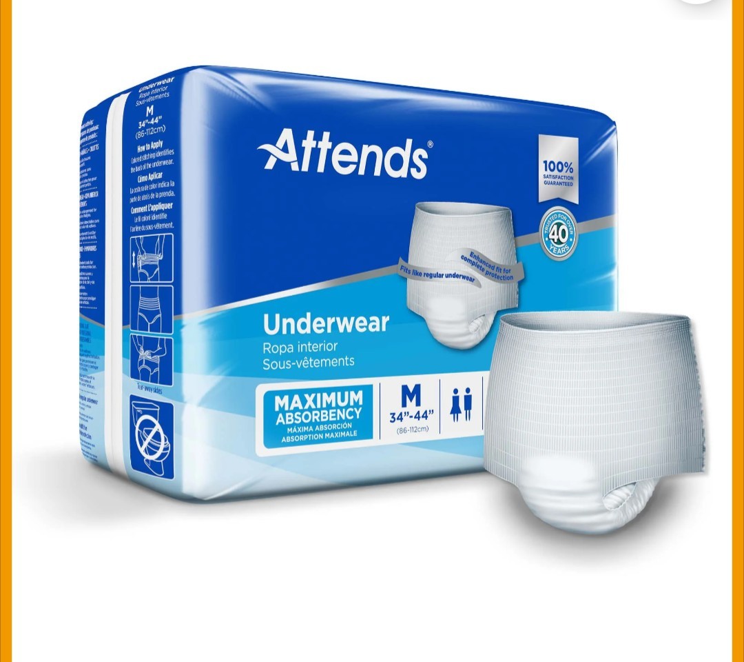 Attends Underwear Medium 4 Packs of 20 Maximum Absorb 34”-44” (80 Total) Unisex